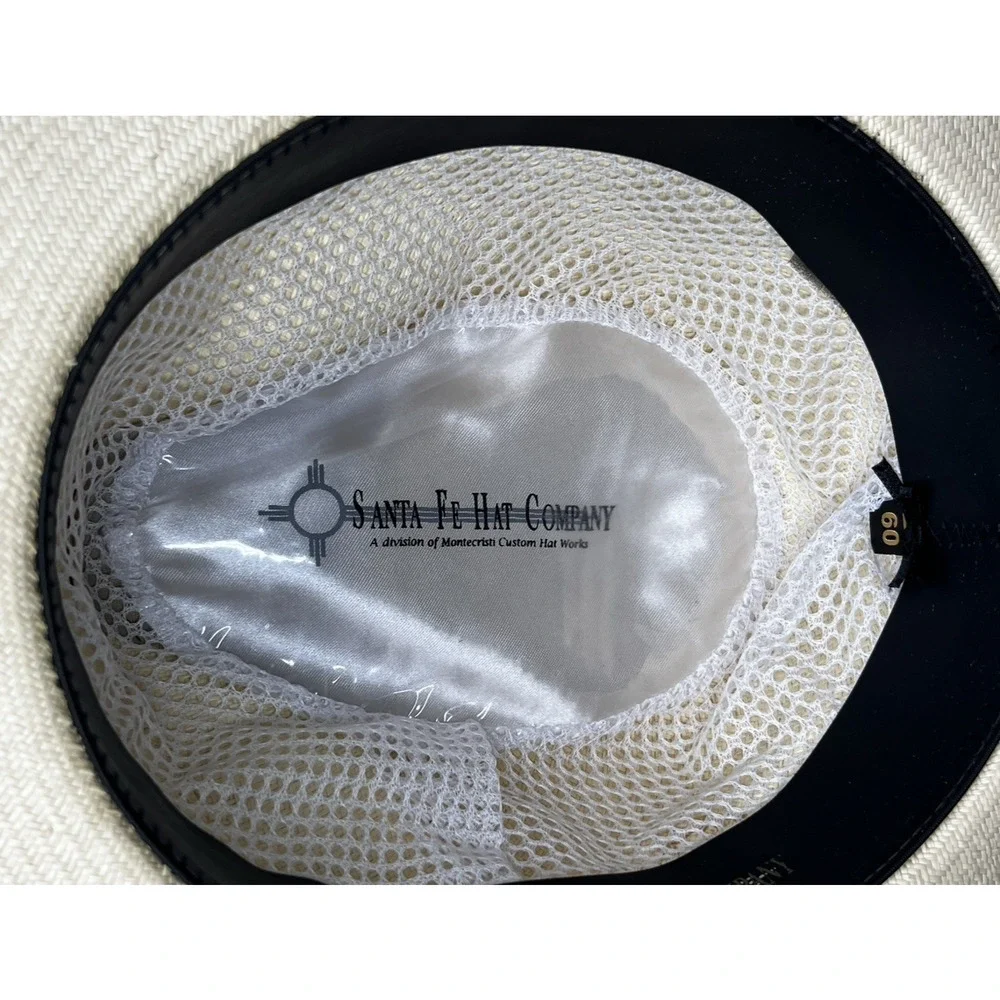 Woven Straw Panama Fedora Sun Hat Santa Fe Hat Co Montecristi Size 60 XL Damaged
